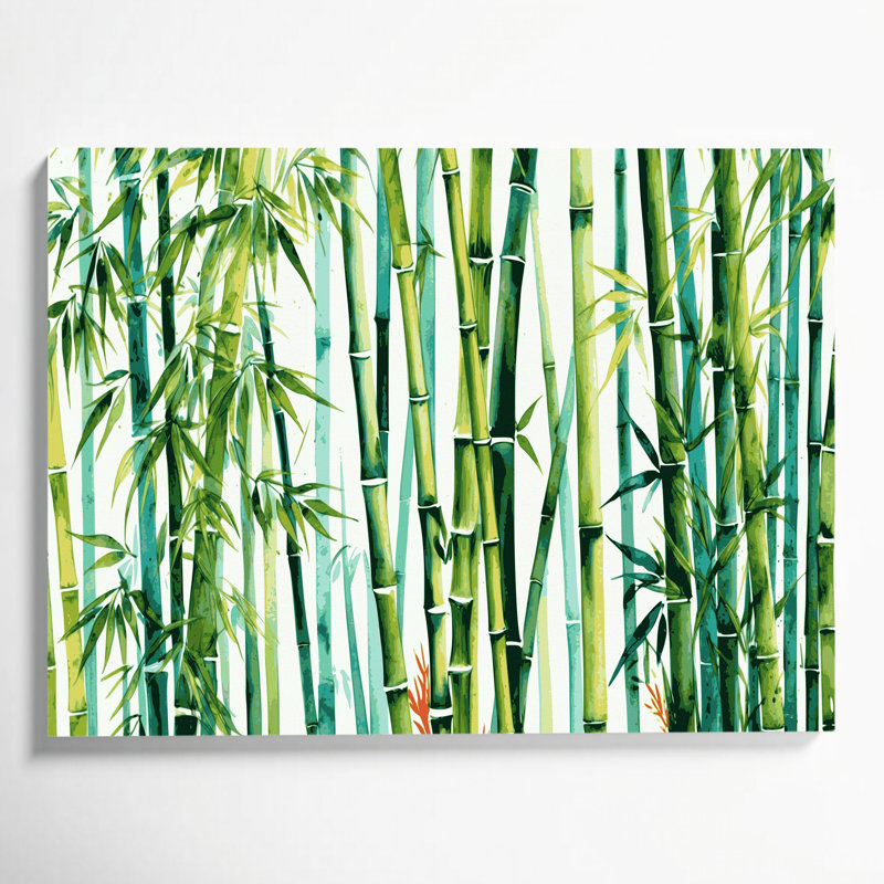 Toile hawaïenne en bambou, art mural beige sur toile, H 12 po x l 18 po