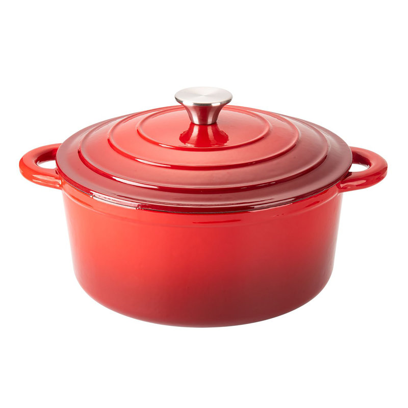 2 - Piece Non-Stick Enameled Cast Iron Cookware Set, Red