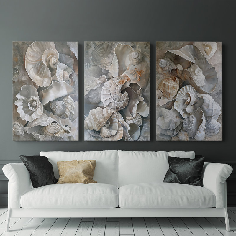 Série Sea and Shore - Ensemble de 3 toiles tendues avec châssis - Prêt à être accroché, H 36 po x l 24 po