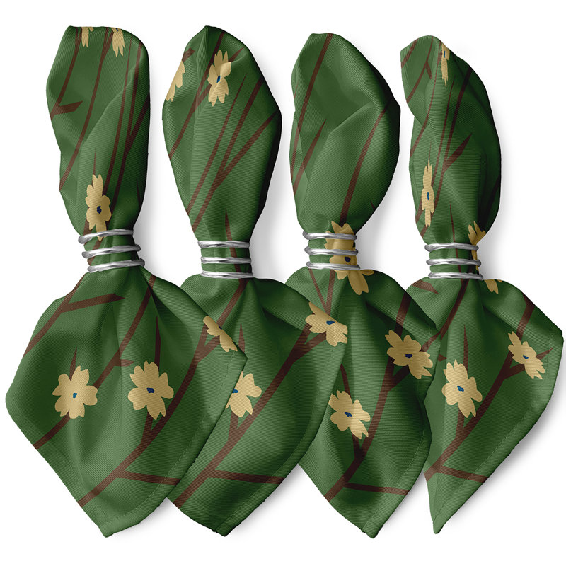 Ensemble de serviettes 4 pièces Brainard, L 18 po x L 18 po, Vert / jaune