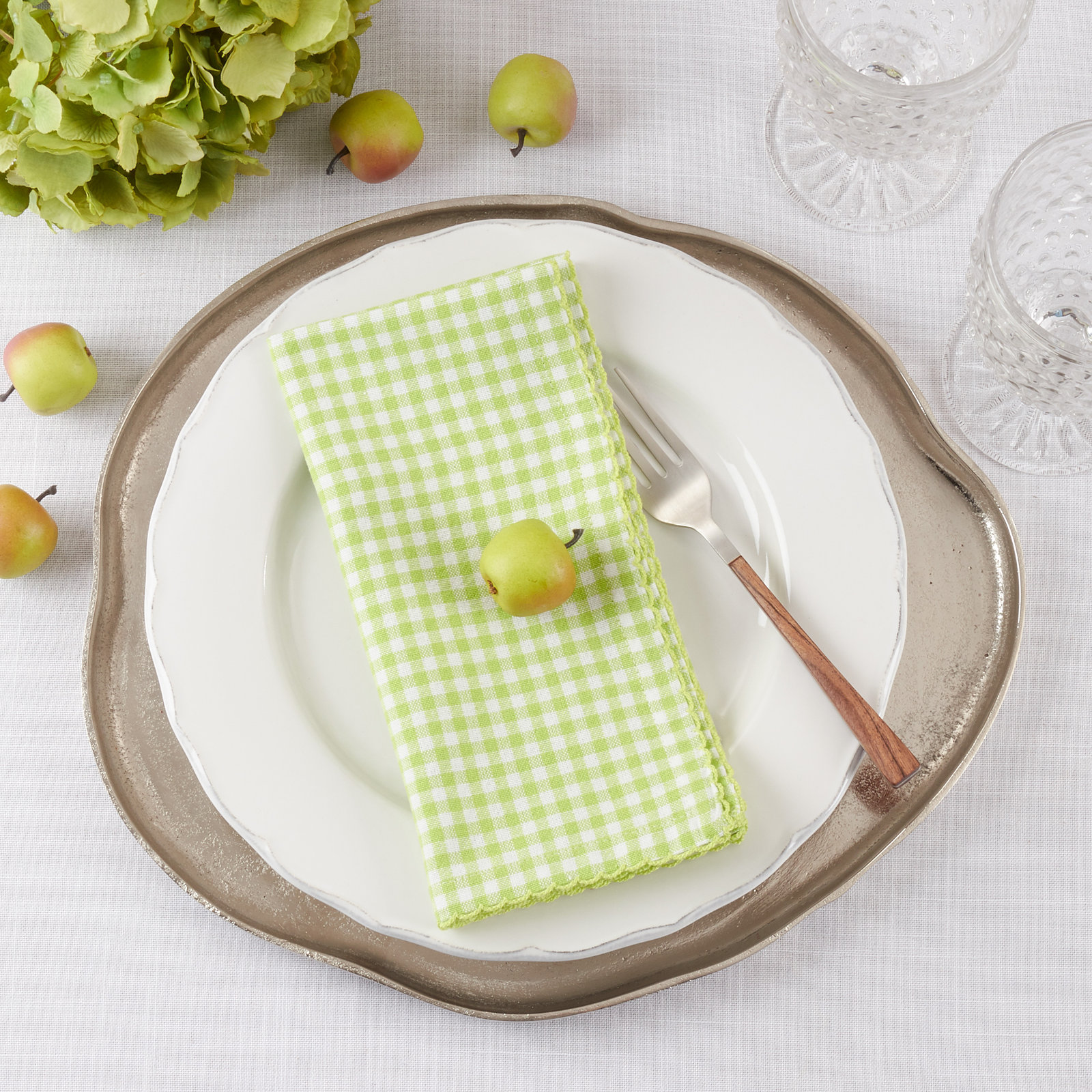 Anij 4 Piece 100% Cotton Napkin Set, Green