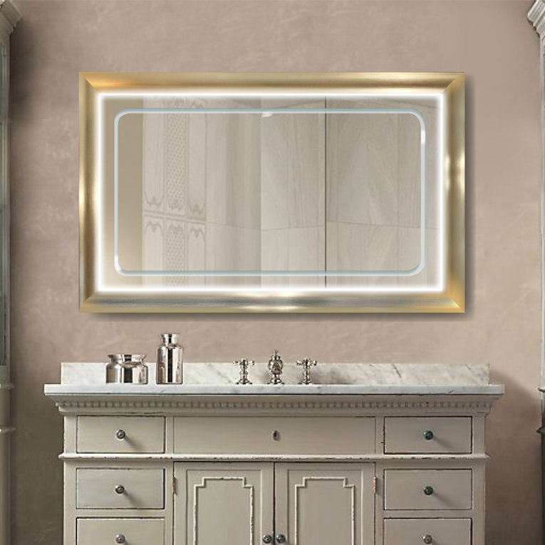 Cossette Metal Wall Mirror, 30" H x 48" W, Gold