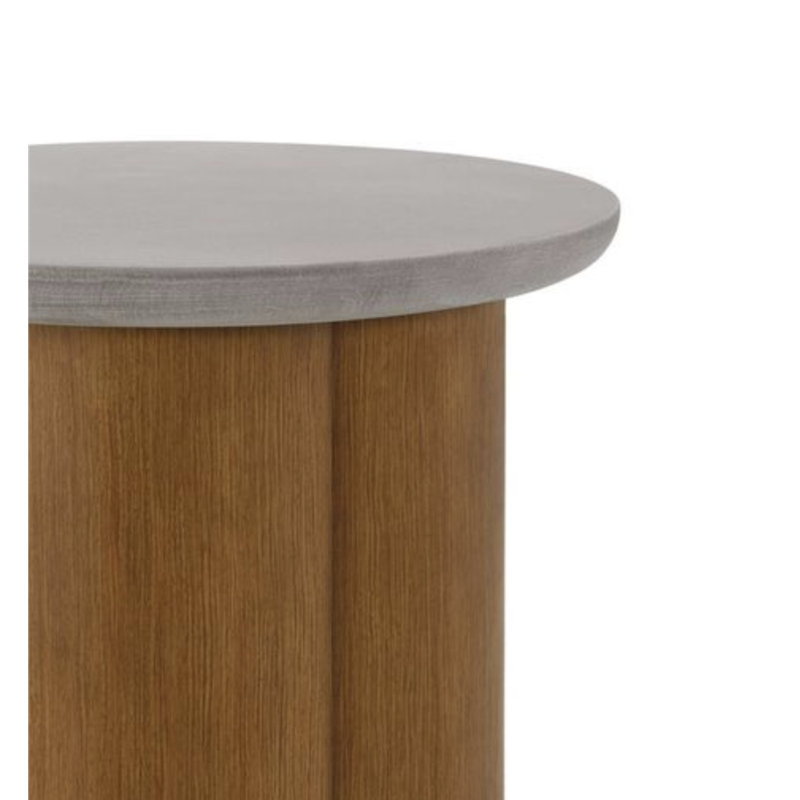 Charmante table de bout en faux béton et noyer pour un décor polyvalent