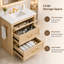 Meuble-lavabo autoportant de 30 po avec comptoir d'évier, armoire de rangement avec tiroirs et support latéral beige-262531311