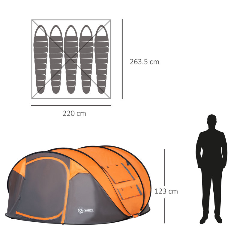 Arnlaugur 4 Person Tent, Orange/Grey