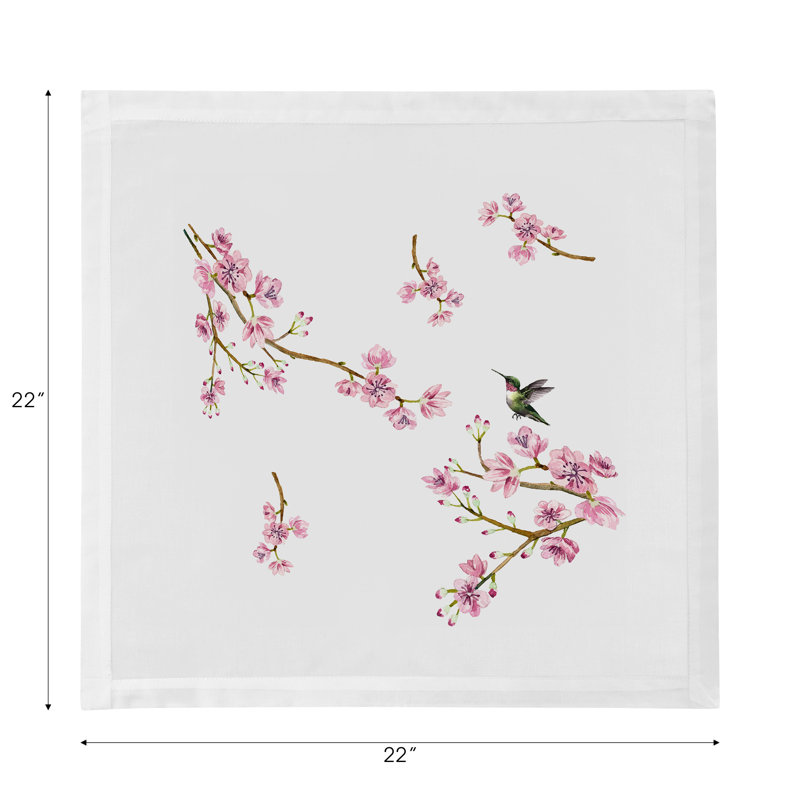 Blossom Fantasia Cotton Sateen Dinner Napkins, White Pink