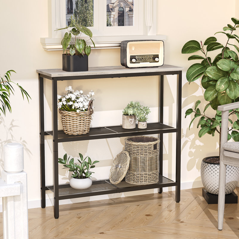 Atanacio 3-Tier Console Table, Vintage Brown, 29.5" H x 29.5" W x 9.4" D