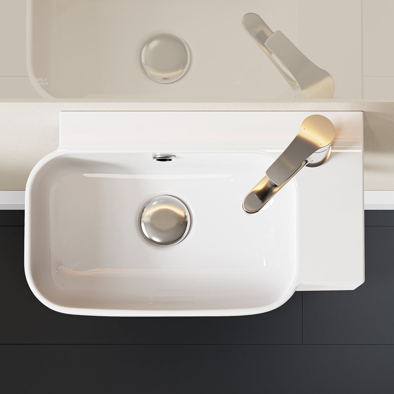 Belfry Bathroom 40mm L x 25mm W White Ceramic Rectangular Sink with Overflow