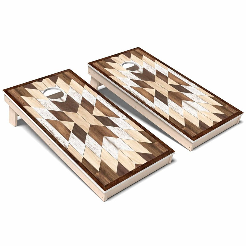 Ensemble de planches de cornhole en composite à motif géométrique toutes saisons, Ajouter un étui et des lumières