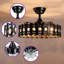 Ventilateur de plafond 17 pales en métal et cristal noir 17,8 po avec lumière, moteur à courant continu réversible, télécommande, réglable en hauteur