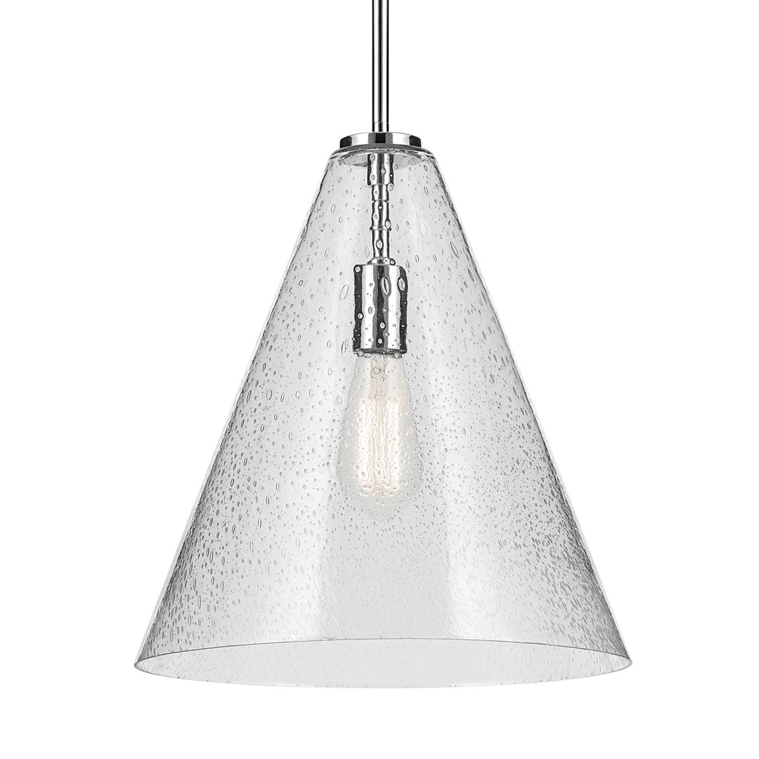 15.5" 1-Light Cone Pendant with Clear Seeded Glass Breakwater Bay 
