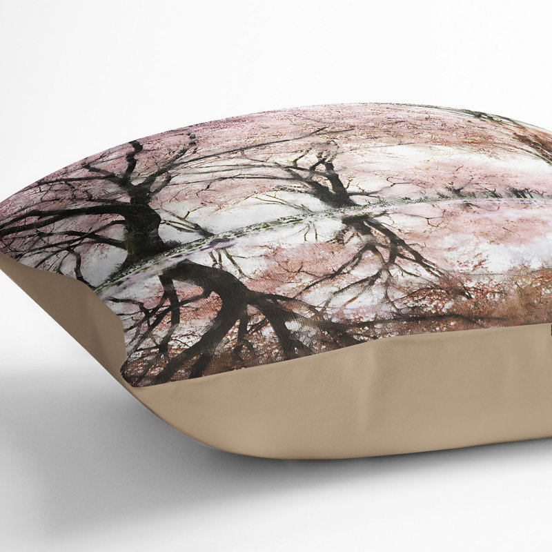 Reflection of the Blossom Trees Painting Cushion with Filling, 40cm H x 40cm W x 15cm D, Stone