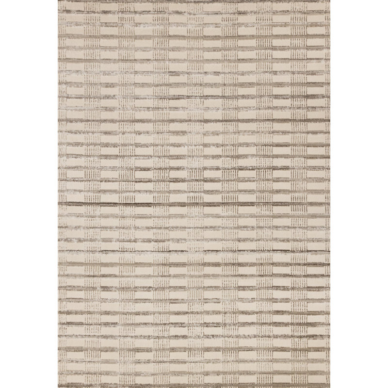 Tapis d'intérieur moderne rayé brun clair contemporain, 7 pi 10 po x 10 pi 6 po