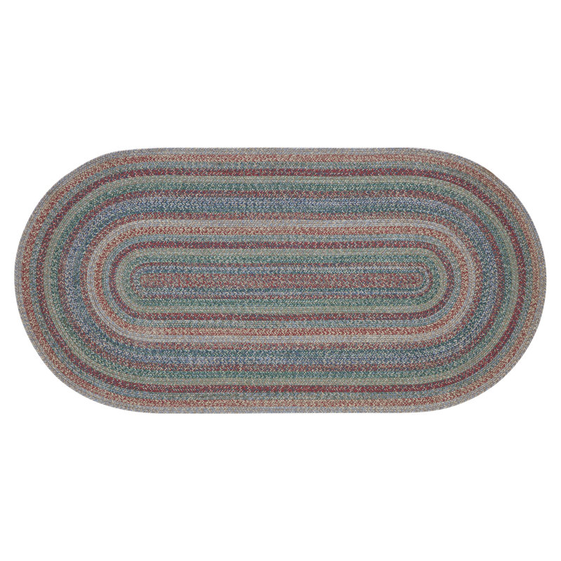 Tapis ovale tressé à la main Matevia en vert / brun / bleu, Ovale 3 pi x 6 pi