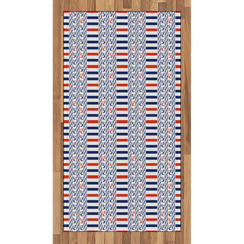 Nautical High Density Long Fiber Poly Threads Decorative Area Rug Carpet, Rectangle 2'7" x 5'
