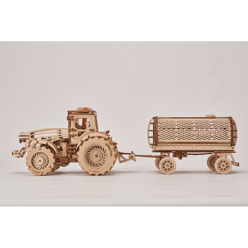 Wood Trick Trailer for Tractor Wooden 3D Mechanical Model Kit Puzzle