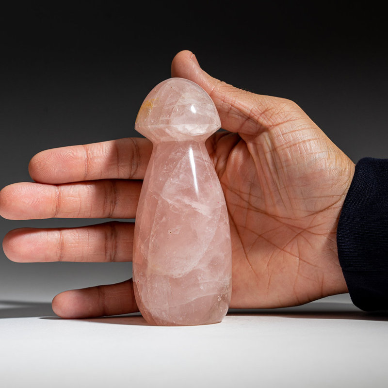 Genuine Polished Rose Quartz Reiki Crystal Mushroom (0.9 Lbs)