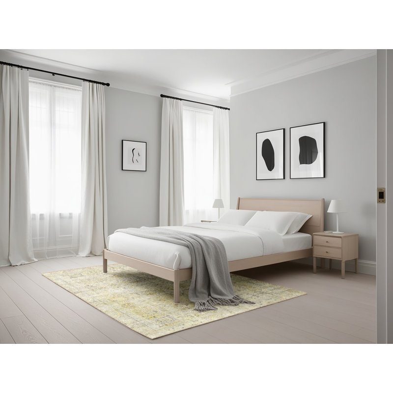 Tapis traditionnel beige / vert, Rectangle 5 pi x 7 pi