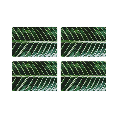 Tropical Leaf Vegan Leather Rectangle Pebble Placemat