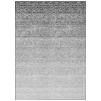 HomeRoots 8' X 10' Gray And Light Gray Ombre Washable Indoor Outdoor Area Rug