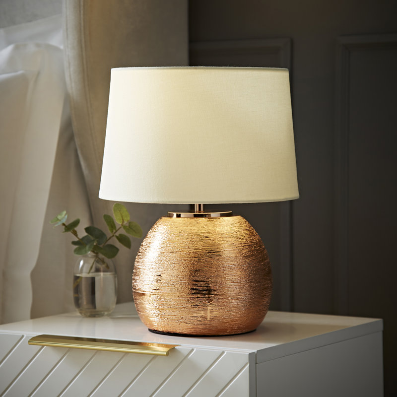 Demott Ceramic Table Lamp, No, Gold Base/Yellow Shade
