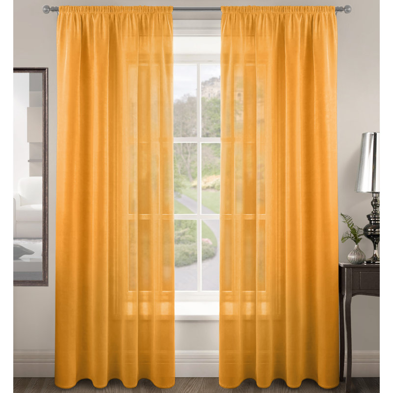 Kapellen Semi Sheer Curtain, 59cm Width x 54cm Drop, Yellow