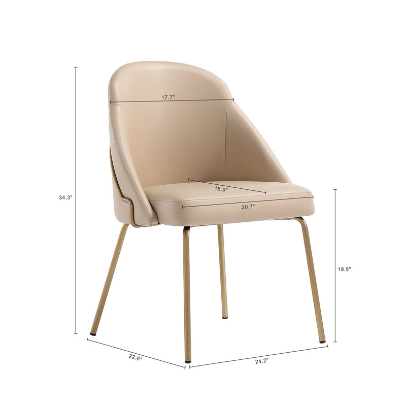 Fakenham Leatherette Dining Chair with Steel Legs, Tan, Gold, 1