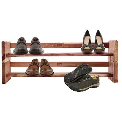 3 Pair Stackable Solid Wood Shoe Rack