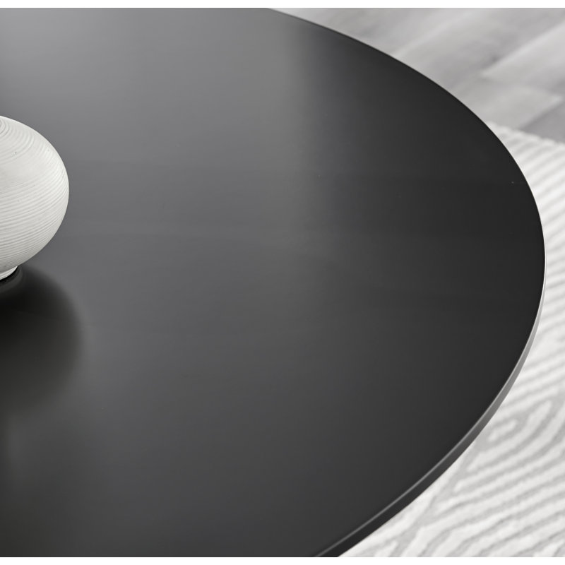 Edzard Statement Pedestal Round Dining Table - Luxury Modern Design, Black/Black