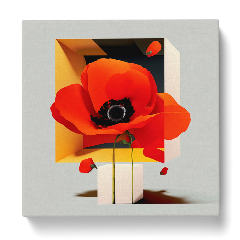 Poppy Flower Suprematism - No Frame Print