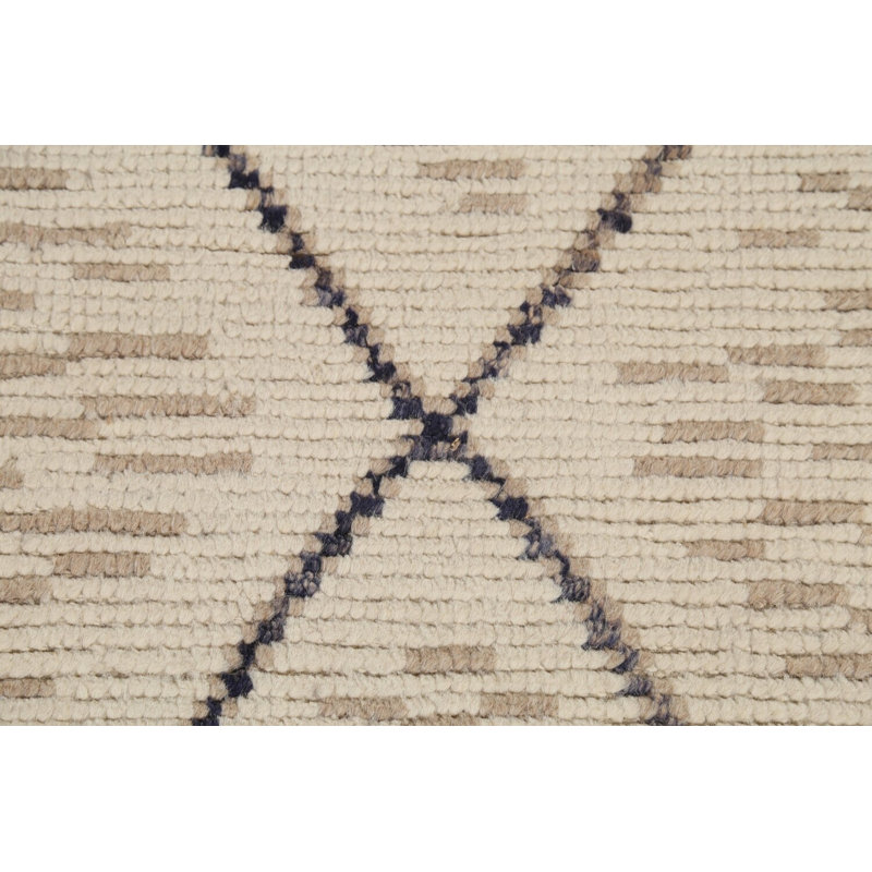 Tapis marocain en laine fabriqué à la main à motif de treillis 7 x 11