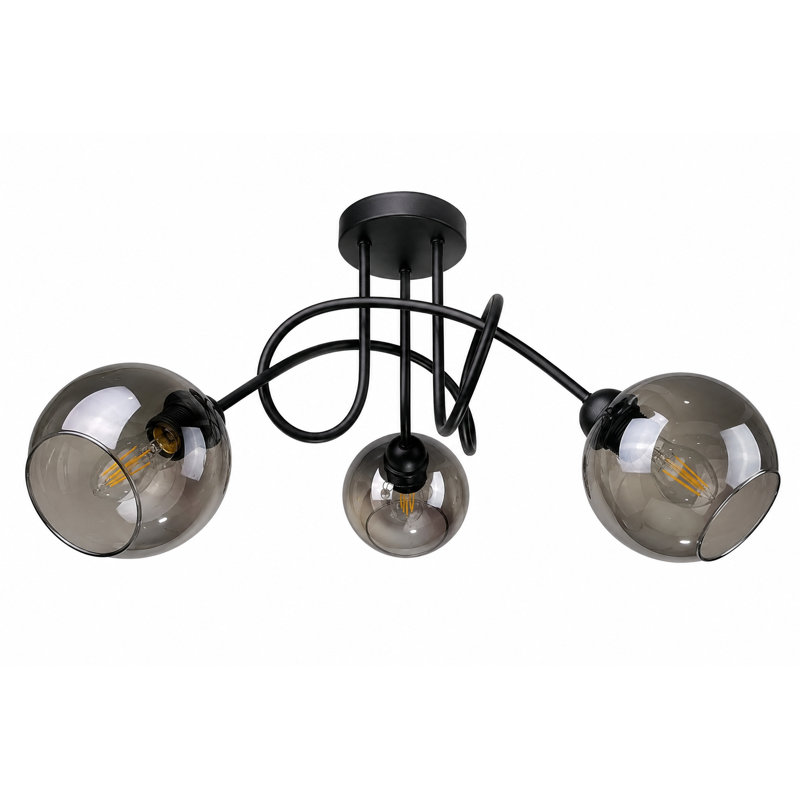 Chilhowee Glass Semi Flush Mount, Black