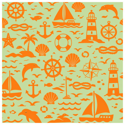 Orange Nautical Icons Comforter
