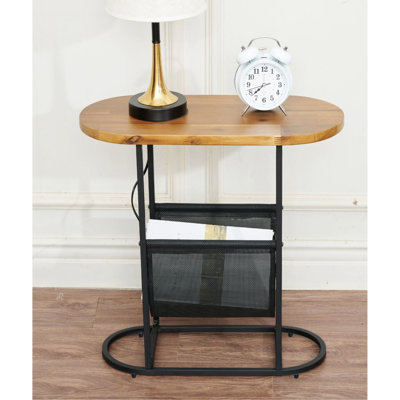 Glass Oval Small Side Tables Living Room Small Space With Magazines Organizer Storage Space