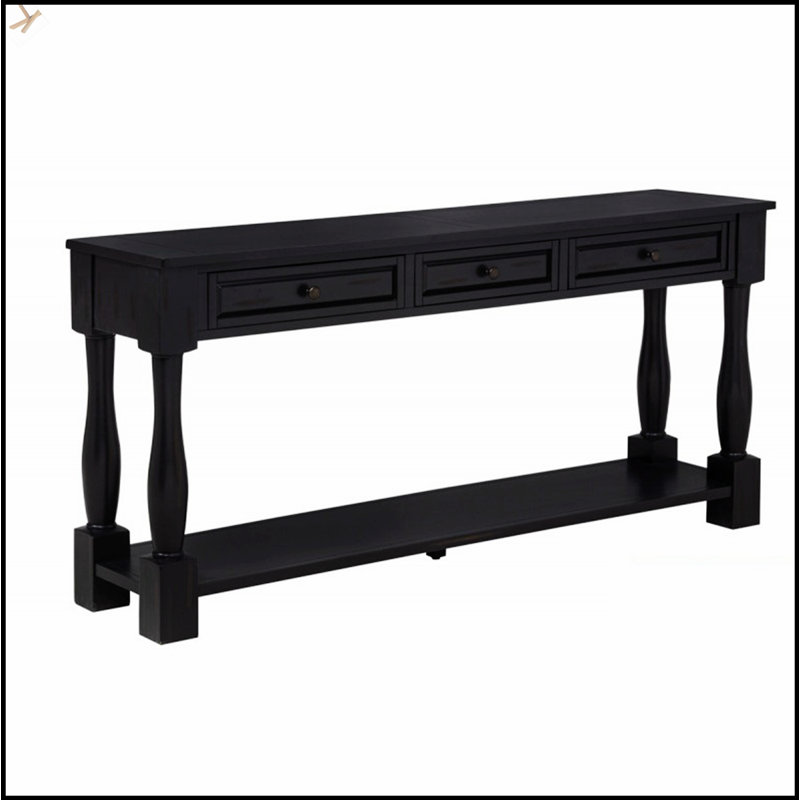 Console de style méditerranéen de 63 pouces de long avec tiroirs et tablette pour les entrées et les couloirs élégants