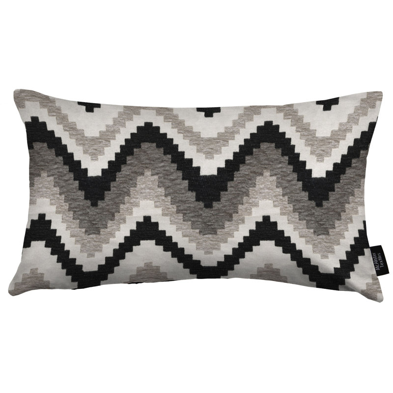 Lori Chevron Rectangular Cushion, Black/Grey, 30 x 50cm