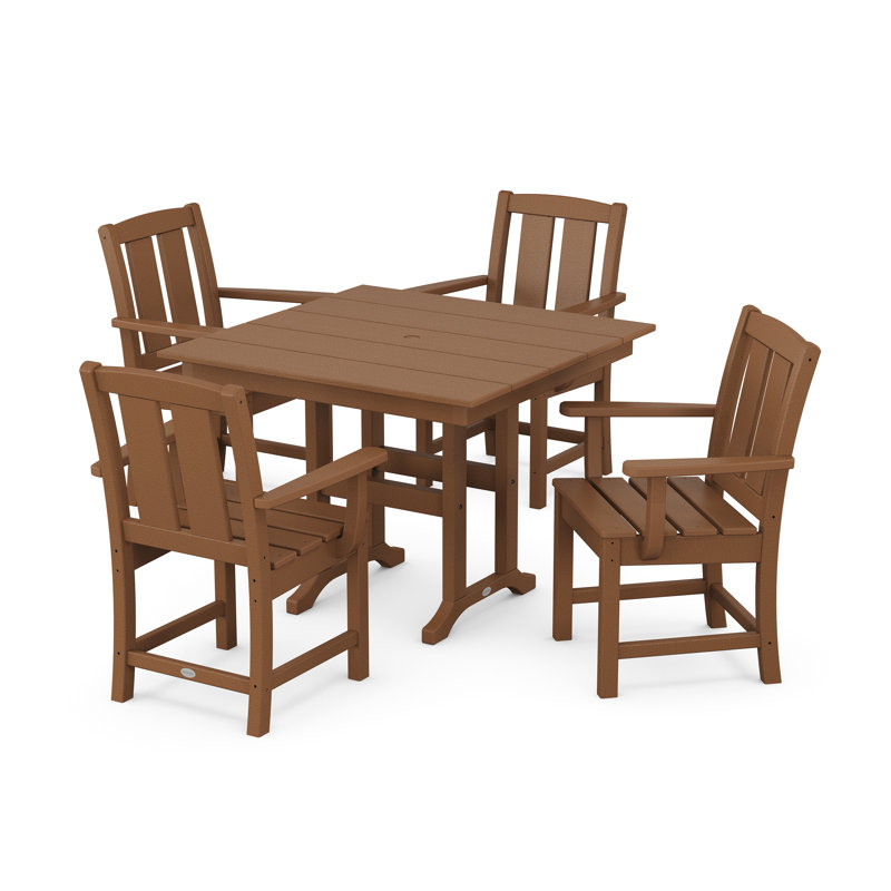Mission 5-Piece Farmhouse Dining Set, Teak