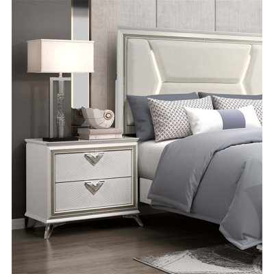 Modern Luxury 2-Drawer Nightstand With Durable Engineered Wood And Stylish Acrylic Legs For Elegant Bedroom Storage