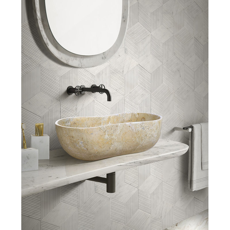 Bathroom Vessel Sink With Pre-Drilled Drain Hole, Beige