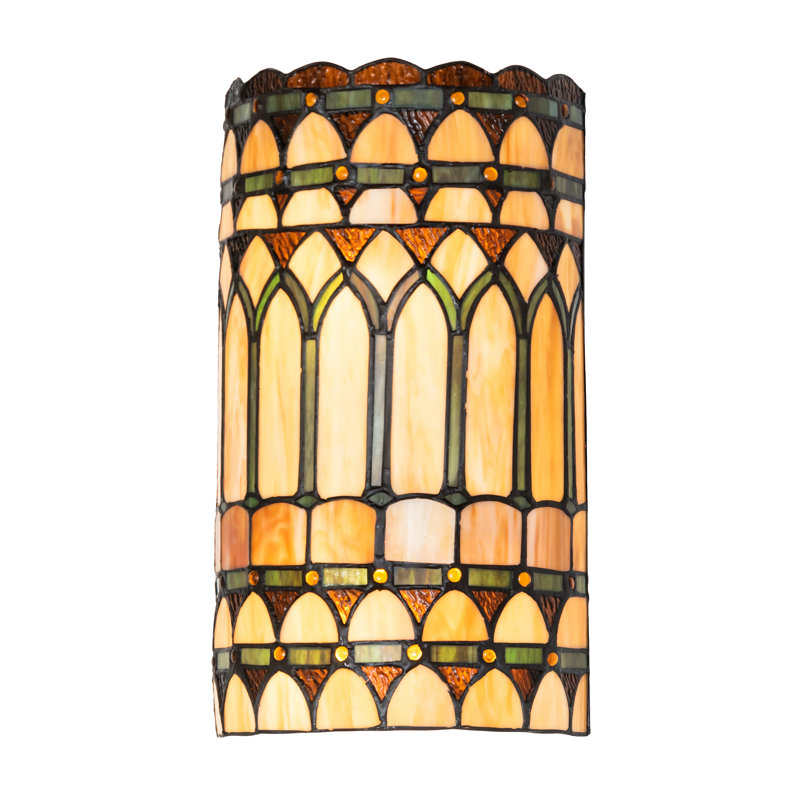 2 - Light Flush Mounted Sconce, Beige/Green/Brown/Amber