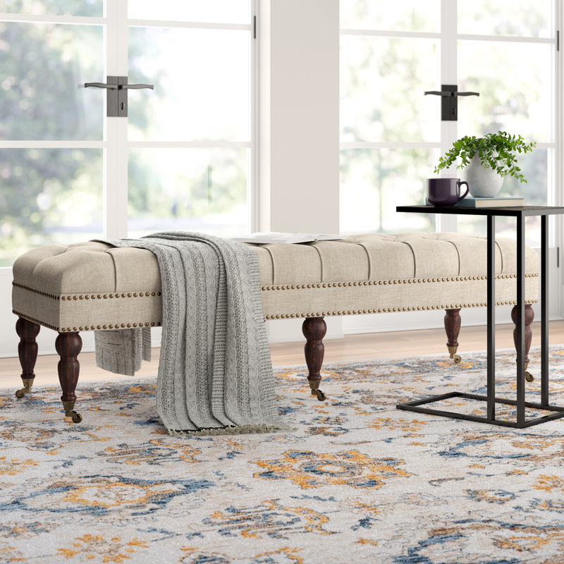 Niantic Linen Upholstered Bench, Beige