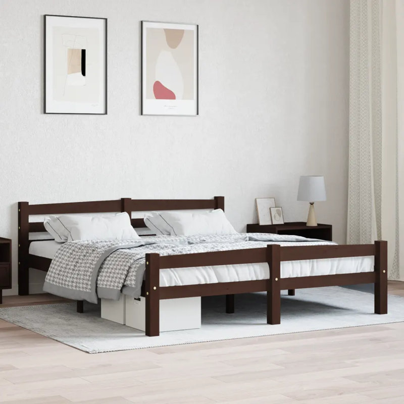 Beeman Solid Wood Bed, White, European Kingsize (160 x 200cm)