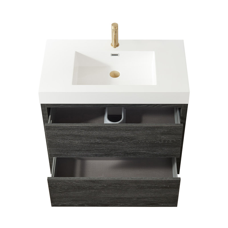 Ensemble de meuble-lavabo simple 36 po Beira, Chêne nord-américain, Blanc, 36"