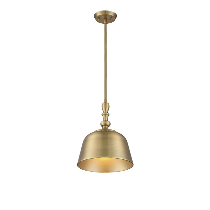 Hempstead 1-Light Dimmable Dome Pendant, Warm Brass