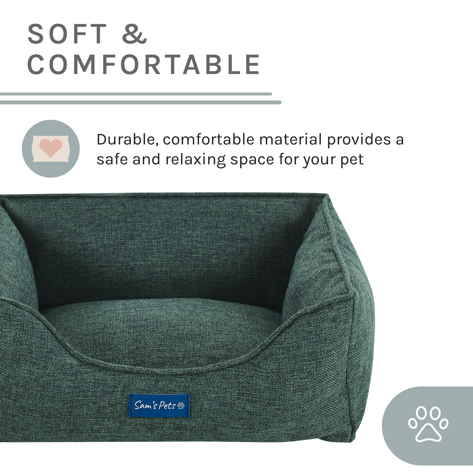 Julius Pet Bed, Medium (29.53" W x 22.83" D x 7.48" H), Green