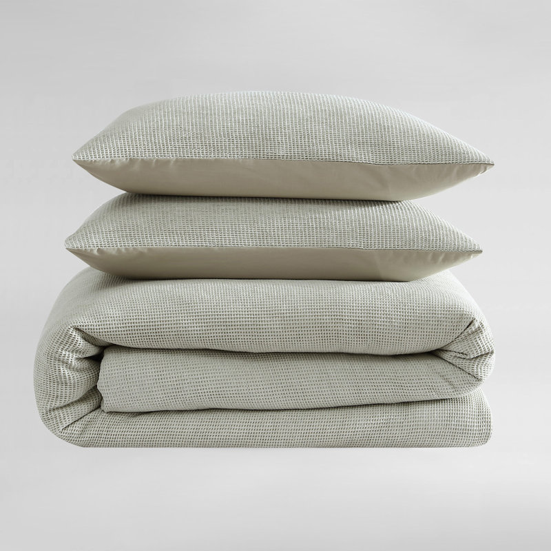 Ensemble de housse de couette réversible 3 pièces Calvin Klein Microwaffle, Housse de couette pour grand lit et 2 taies décor