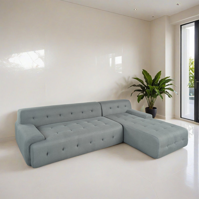 Canapé-lit modulaire 2 pièces pour salon, Polyester gris