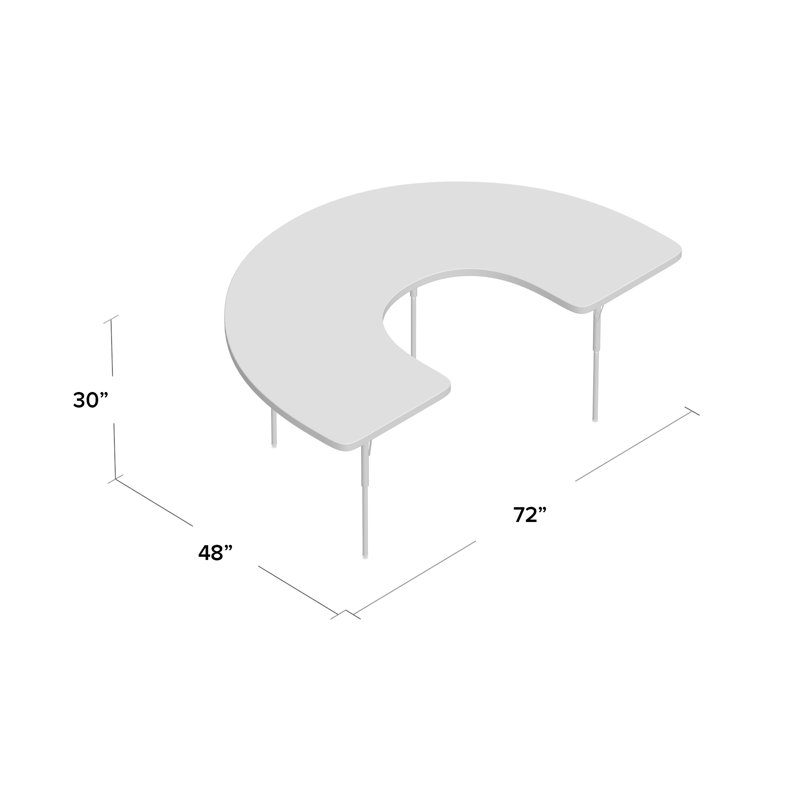 Table d'activité à hauteur réglable MG, Noir, H 30 po x L 72 po x l 48 po, Érable fusion