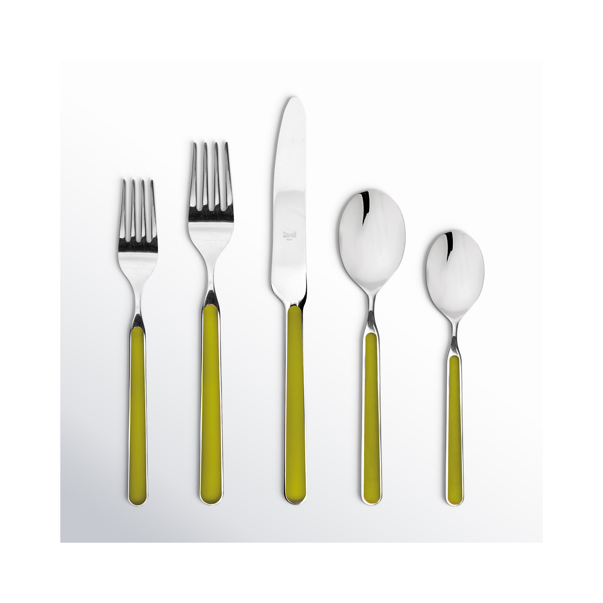 Fantasia Stainless Steel Flatware Set of 20 - Service for 4, Olive-Green