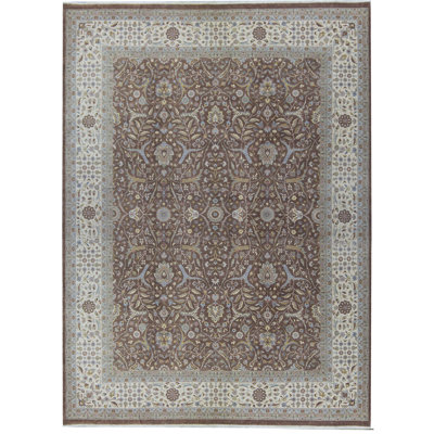 Tapis brun de haute qualité noué à la main